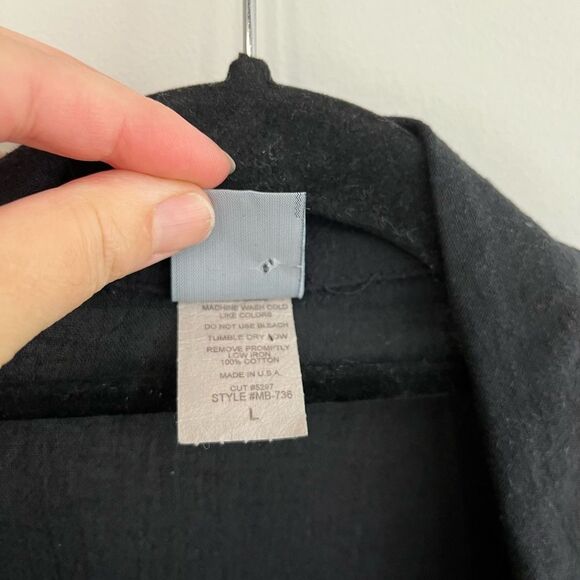 Vintage Black Crepe Beach Coverup Gold Trim Large - Picture 4 of 5